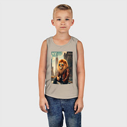 Майка детская хлопок Cool Lion New Yorker - ai art, цвет: миндальный — фото 2