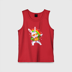 Майка детская хлопок Rainbow rabbit, цвет: красный
