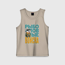 Майка детская хлопок Акула в военной форме, цвет: миндальный