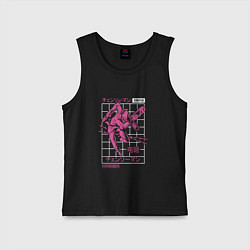 Майка детская хлопок Человек-бензопила Денджи розовая решетка, цвет: черный