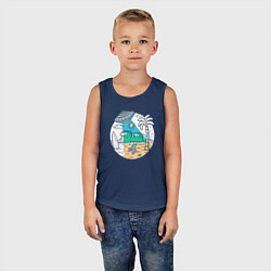 Майка детская хлопок Летающая тарелка на пляже, цвет: тёмно-синий — фото 2