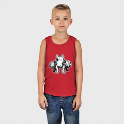 Майка детская хлопок Бультерьер с гантелей, цвет: красный — фото 2