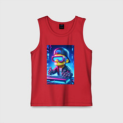 Майка детская хлопок Барт Симпсон - киберпанк, цвет: красный