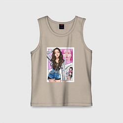 Майка детская хлопок Blackpink - Jisoo, цвет: миндальный