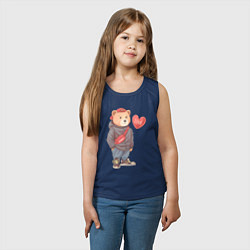 Майка детская хлопок Влюбленный мишка, цвет: тёмно-синий — фото 2