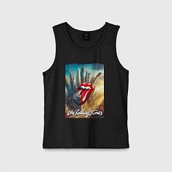 Майка детская хлопок Rolling Stones - logo-guitar, цвет: черный