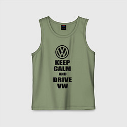 Майка детская хлопок Keep Calm & Drive VW, цвет: авокадо