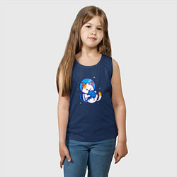 Майка детская хлопок Котик космонавт с клубком, цвет: тёмно-синий — фото 2