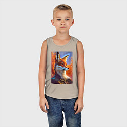 Майка детская хлопок Fox fashionista - ai art fantasy, цвет: миндальный — фото 2