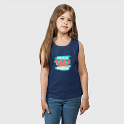 Майка детская хлопок Симпатичный крабик и надпись, цвет: тёмно-синий — фото 2