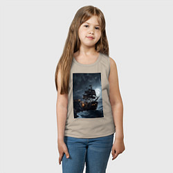 Майка детская хлопок Пиратский корабль в шторм, цвет: миндальный — фото 2