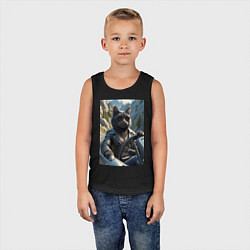 Майка детская хлопок Кот за рулем кабролета, цвет: черный — фото 2