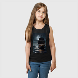 Майка детская хлопок Пиратский корабль в шторм, цвет: черный — фото 2