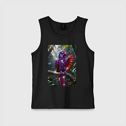 Майка детская хлопок Попугай из драгоценных камней, цвет: черный