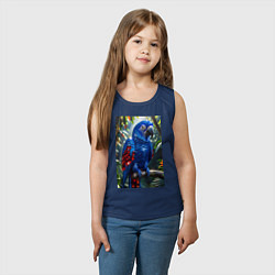 Майка детская хлопок Попугай из драгоценных камней, цвет: тёмно-синий — фото 2