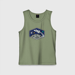 Майка детская хлопок Шаттл над луной, цвет: авокадо