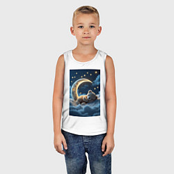 Майка детская хлопок Плюшевый мишка сидит на Луне, цвет: белый — фото 2