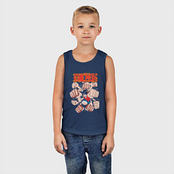 Майка детская хлопок Ванпис Луффи кулак, цвет: тёмно-синий — фото 2