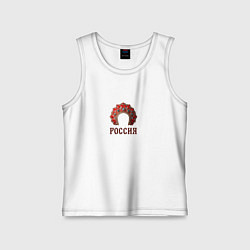 Майка детская хлопок Кокошник: россия, цвет: белый