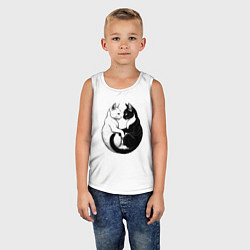 Майка детская хлопок Кот и кошка инь и ян, цвет: белый — фото 2
