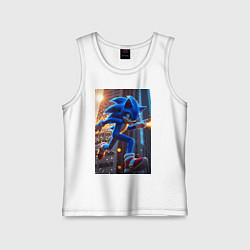 Майка детская хлопок Соник убегает от летящих ракет, цвет: белый