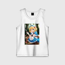 Майка детская хлопок Девочка собирает грибы в корзинку, цвет: белый