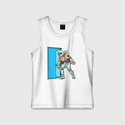 Майка детская хлопок Астронавт открывает дверь в неизведанное, цвет: белый