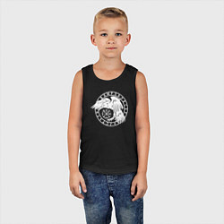 Майка детская хлопок Северный ворон в круге рун, цвет: черный — фото 2