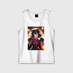 Майка детская хлопок Девушка-кошка с мягкими лапами, цвет: белый