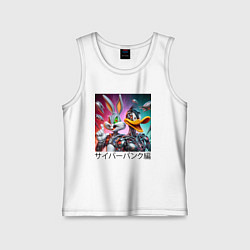 Майка детская хлопок Киборги Багз Банни и Даффи Дак из Луни Тюнз, цвет: белый