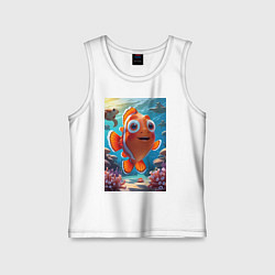 Майка детская хлопок Рыбка клоун плавает с черепахами, цвет: белый