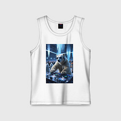 Майка детская хлопок Медвевь Dj на тусовке в антарктиде, цвет: белый