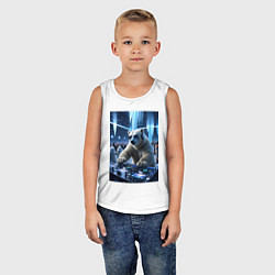 Майка детская хлопок Медвевь Dj на тусовке в антарктиде, цвет: белый — фото 2