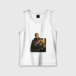 Майка детская хлопок Молодой мужчина водолаз ретрофутуризм поп-арт 1970, цвет: белый