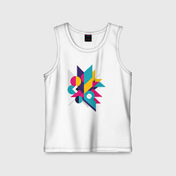 Майка детская хлопок Геометрическая абстракция - взрыв форм и цветов, цвет: белый