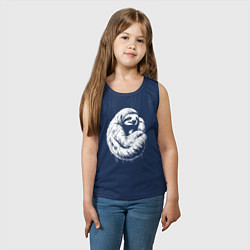 Майка детская хлопок Ленивец белой краской, цвет: тёмно-синий — фото 2