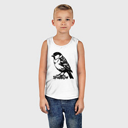 Майка детская хлопок Графический воробей, цвет: белый — фото 2