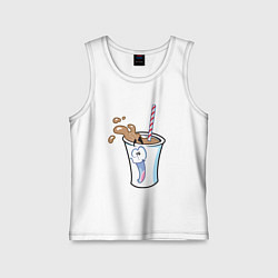 Майка детская хлопок Весёлый напиток, цвет: белый