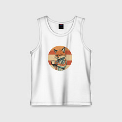 Майка детская хлопок Лисёнок с кофе, цвет: белый