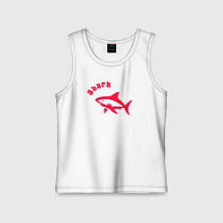 Майка детская хлопок Акула-красный силуэт, цвет: белый