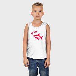 Майка детская хлопок Акула-красный силуэт, цвет: белый — фото 2