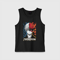 Майка детская хлопок Шото Тодороки Моя геройская академия, цвет: черный