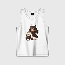 Майка детская хлопок Девочка зомби бежит за роллом, цвет: белый