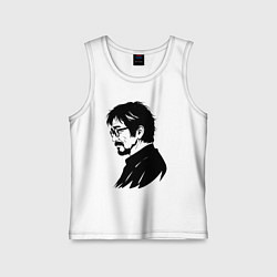 Майка детская хлопок Хаяо Миядзаки в профиль, цвет: белый