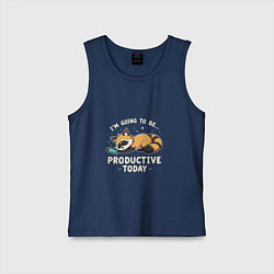 Майка детская хлопок Супер продуктивный енот, цвет: тёмно-синий