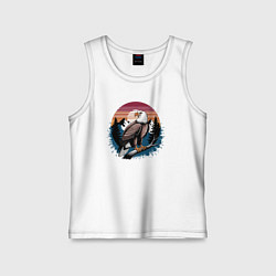 Майка детская хлопок Белый орёл на дереве, цвет: белый