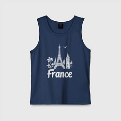 Майка детская хлопок Французская элегантность, цвет: тёмно-синий