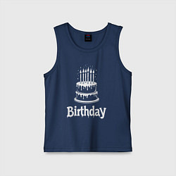 Майка детская хлопок День рождения с тортом, цвет: тёмно-синий
