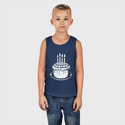 Майка детская хлопок Торт с четырьмя свечами, цвет: тёмно-синий — фото 2