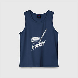 Майка детская хлопок Хоккейный инвентарь, цвет: тёмно-синий